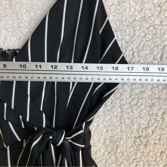 Revamped Women's black and white striped spaghetti strap jumpsuit, Sz S - Picture 8 of 16